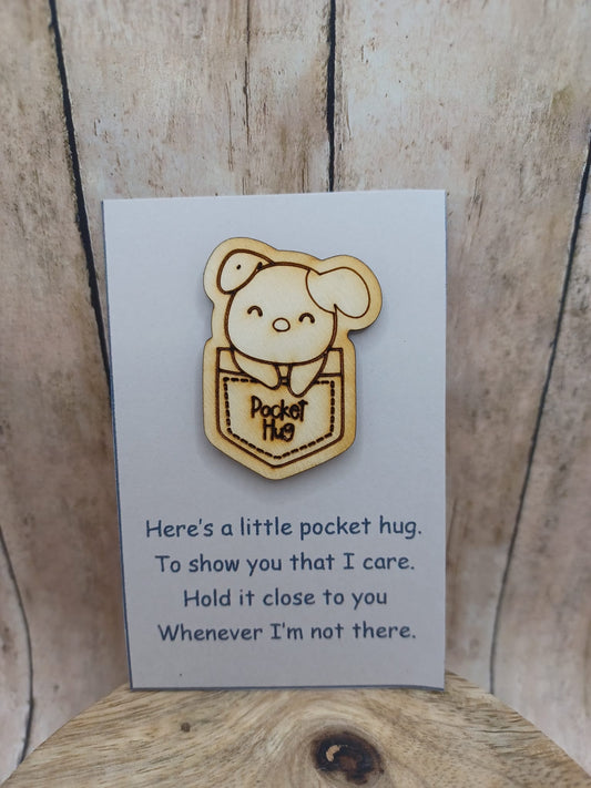 Wooden Pocket Hug - Dog