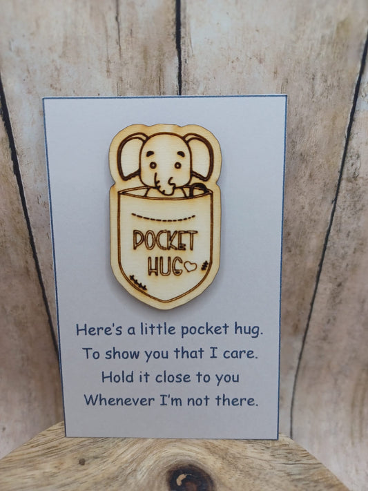 Wooden Pocket Hug - Elephant