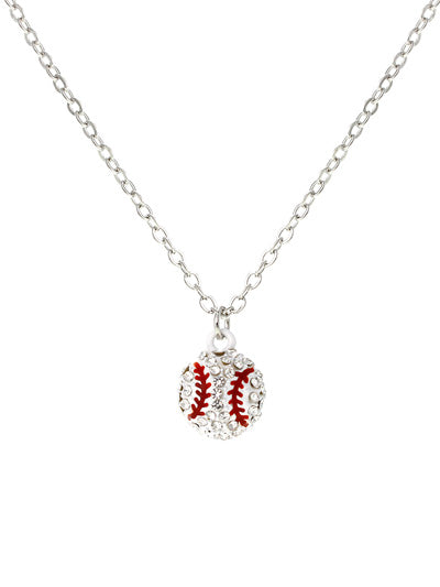 Rhinestone Baseball Pendant Necklace
