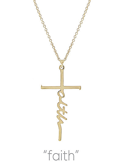 Gold "Faith" Cross Necklace