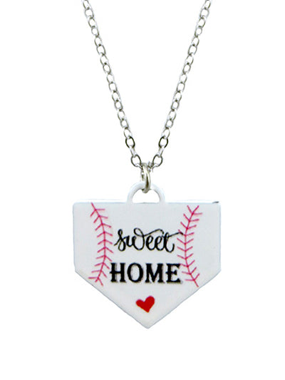 Baseball Sweet Home Plate Necklace