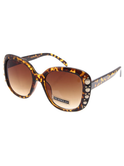 Brown Sunglasses w/ Gold Embellishments