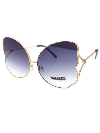 Gold Rimmed Black Butterfly Sunglasses