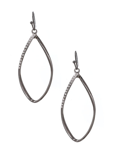 Gunmetal Oval Earrings w/ Rhinestone Accents
