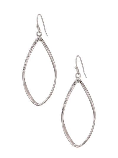 Silver Oval Earrings w/ Rhinestone Accents