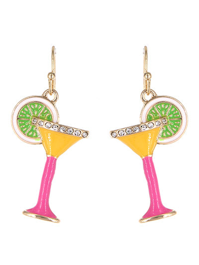 Pink & Yellow Tropical Drink Earrings