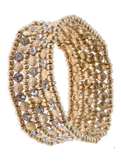 Gold w/ Rhinestone Stacked Bracelet
