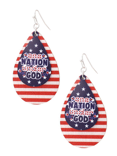 Wooden "One Nation under God" Earrings