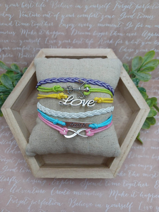 Faith, Hope, & Love Multi-Strand Bracelet/Anklet
