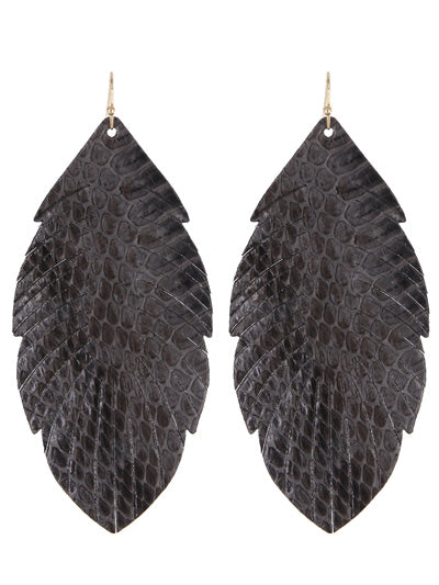 Genuine Leather Feather Earrings