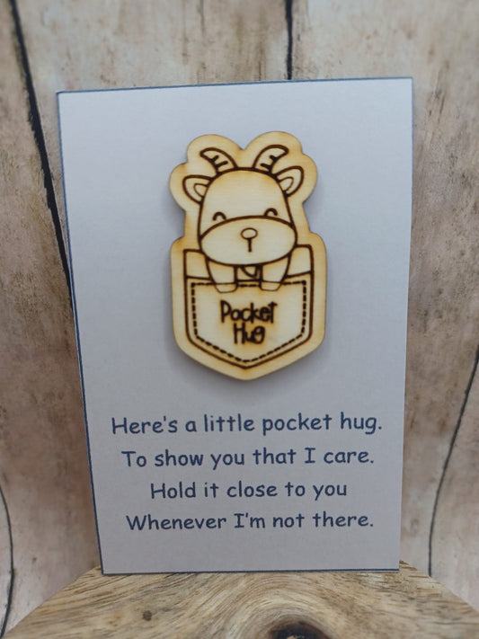 Wooden Pocket Hug - Goat