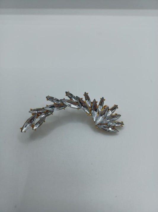 Gold Ear Crawler Single Earring w/ Rhinestones