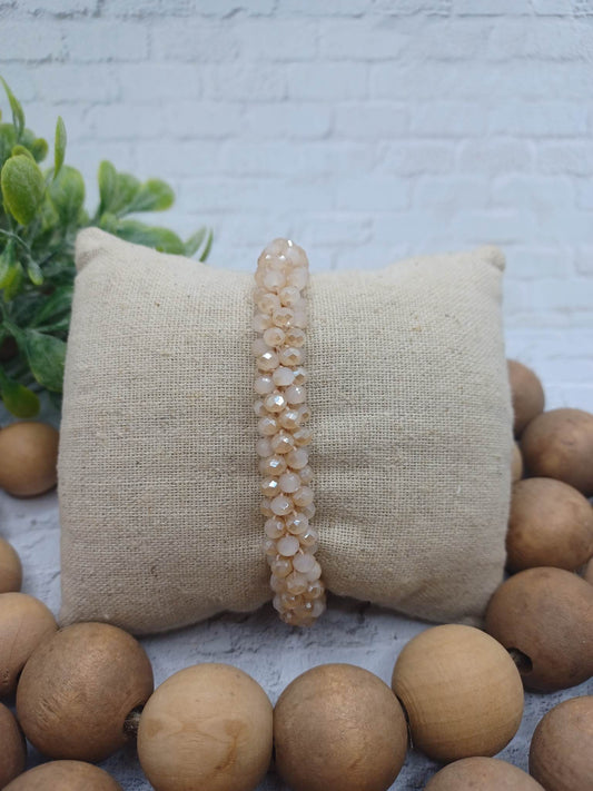 Gold Faceted Beaded Cluster Style Bracelet