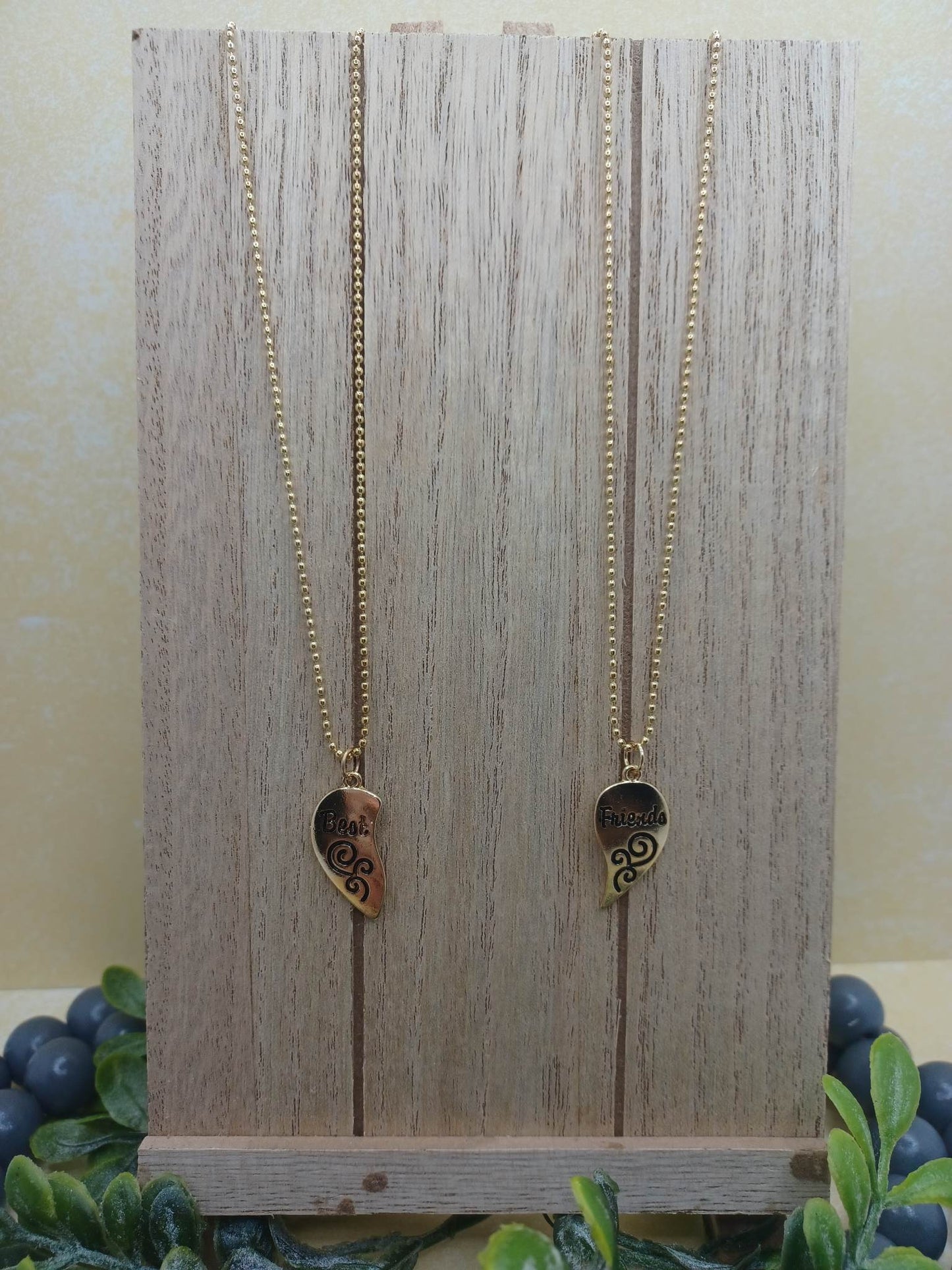 Gold Best Friends Heart Shaped Necklace Set