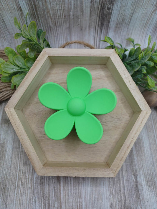 Green Flower Hair Jaw Clip