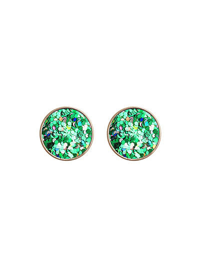 Green Glitter Earrings