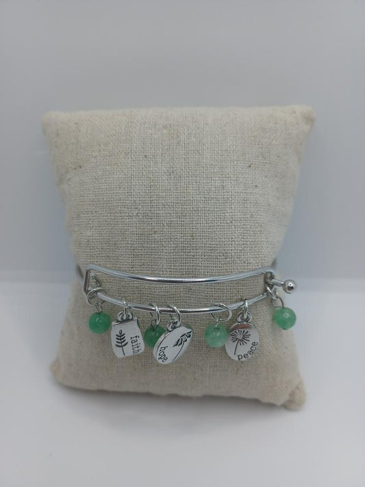 Green Faith, Hope, Peace Bangle Set