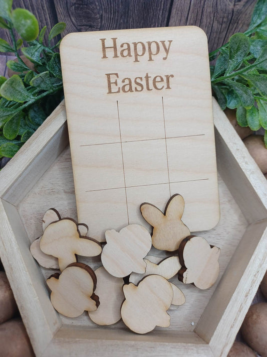Happy Easter Wooden Tic Tac Toe Game