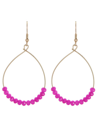 Hot Pink Glass Beaded Earrings