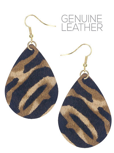 Faux Fur Leather Leopard Earring