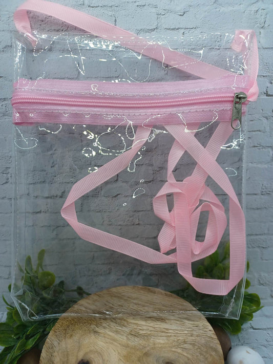 Light Pink Clear Zippable Crossbody Bag