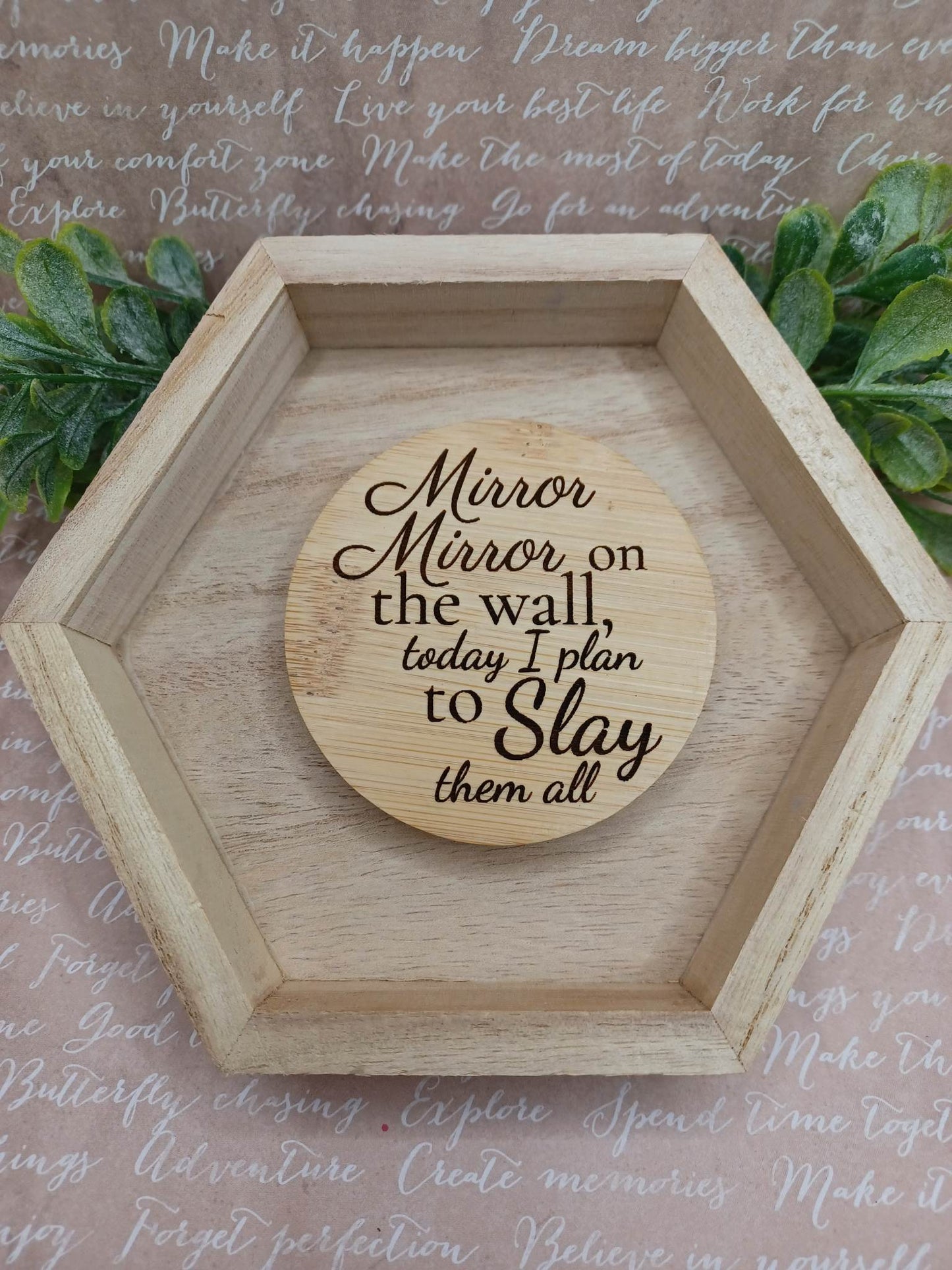 Mirror Mirror on the Wall Wooden Engraved Mirror