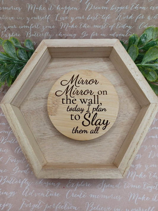 Mirror Mirror on the Wall Wooden Engraved Mirror