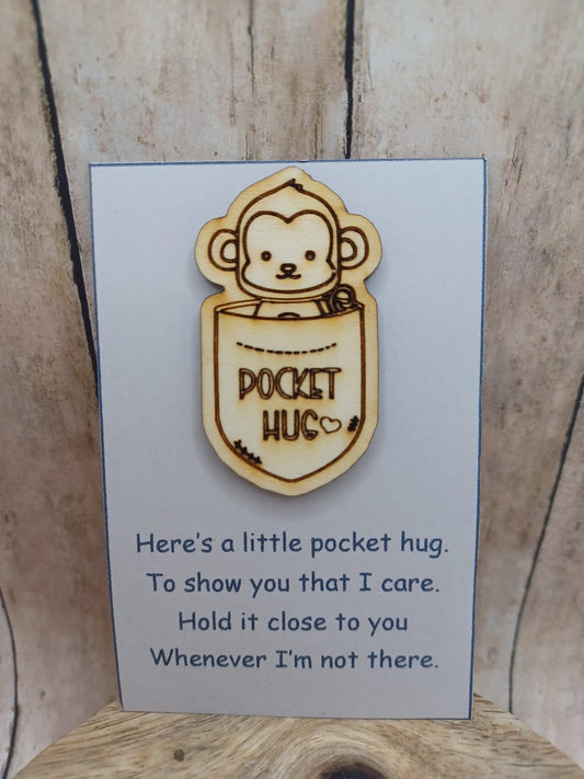 Wooden Pocket Hug - Monkey