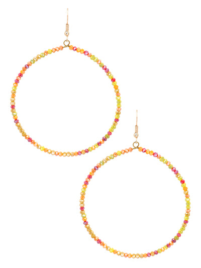 Bright Orange, Yellow, & Red Glass Beaded Earrings