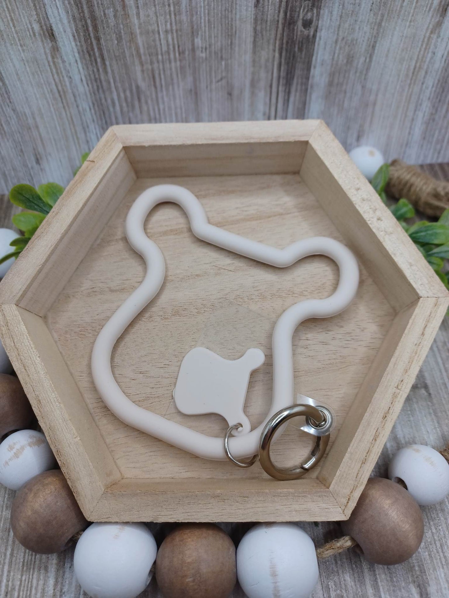 Off White Silicone Teddy Bear Mobile Phone Accessory