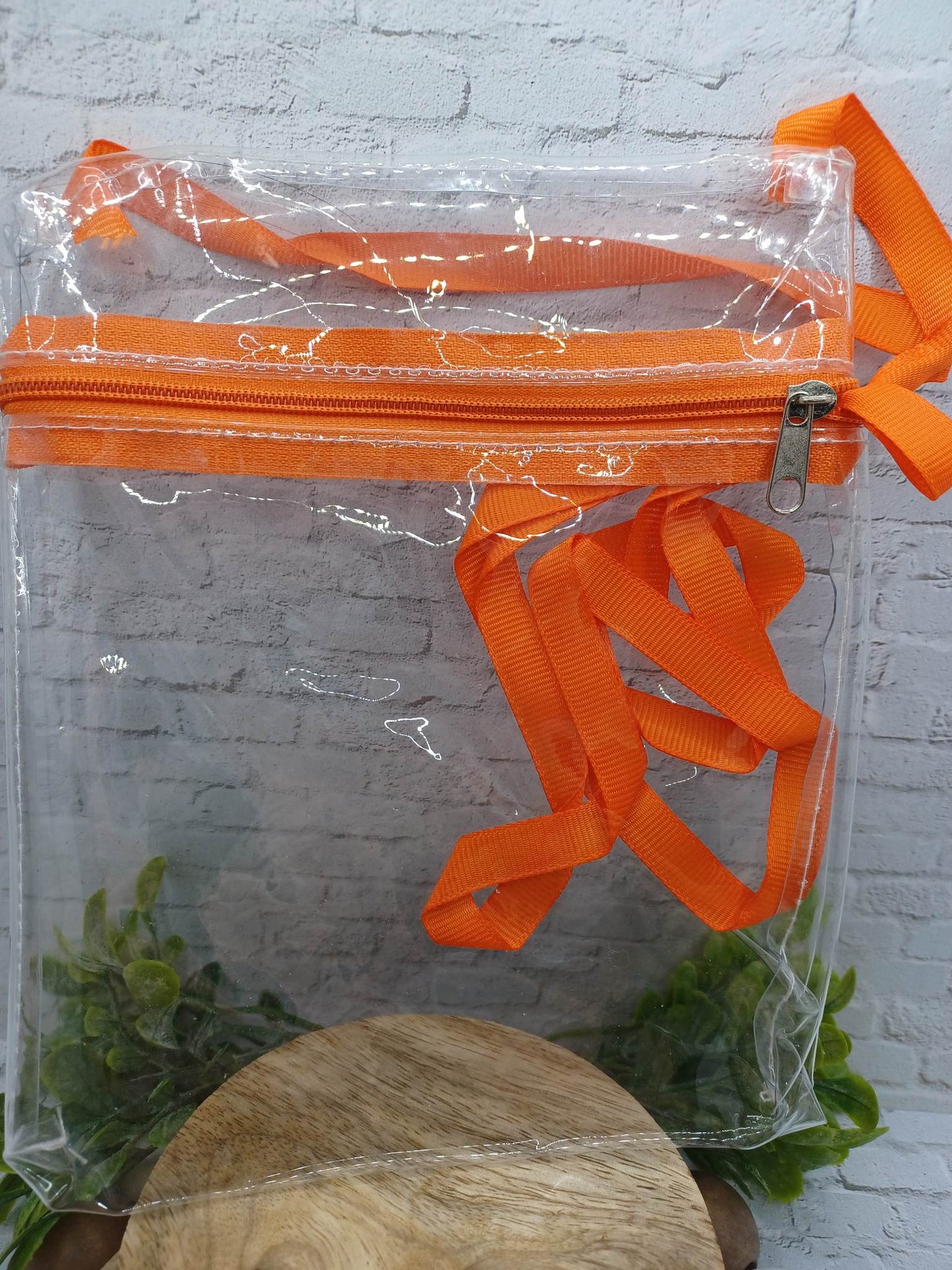 Orange Clear Zippable Crossbody Bag