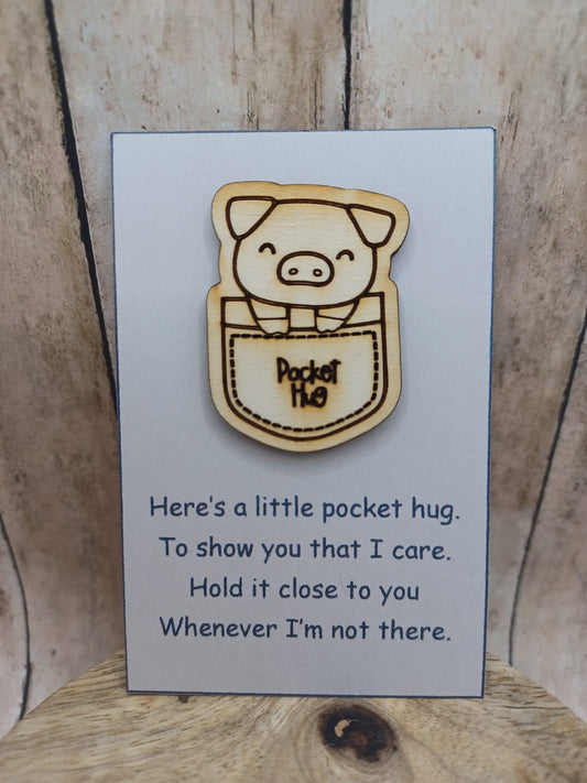 Wooden Pocket Hug - Pig