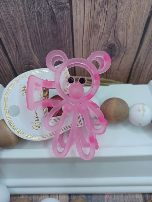 Pink Teddy Bear Jaw Hair Clip