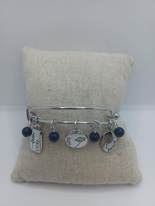Purple Faith, Hope, Peace Bangle Set