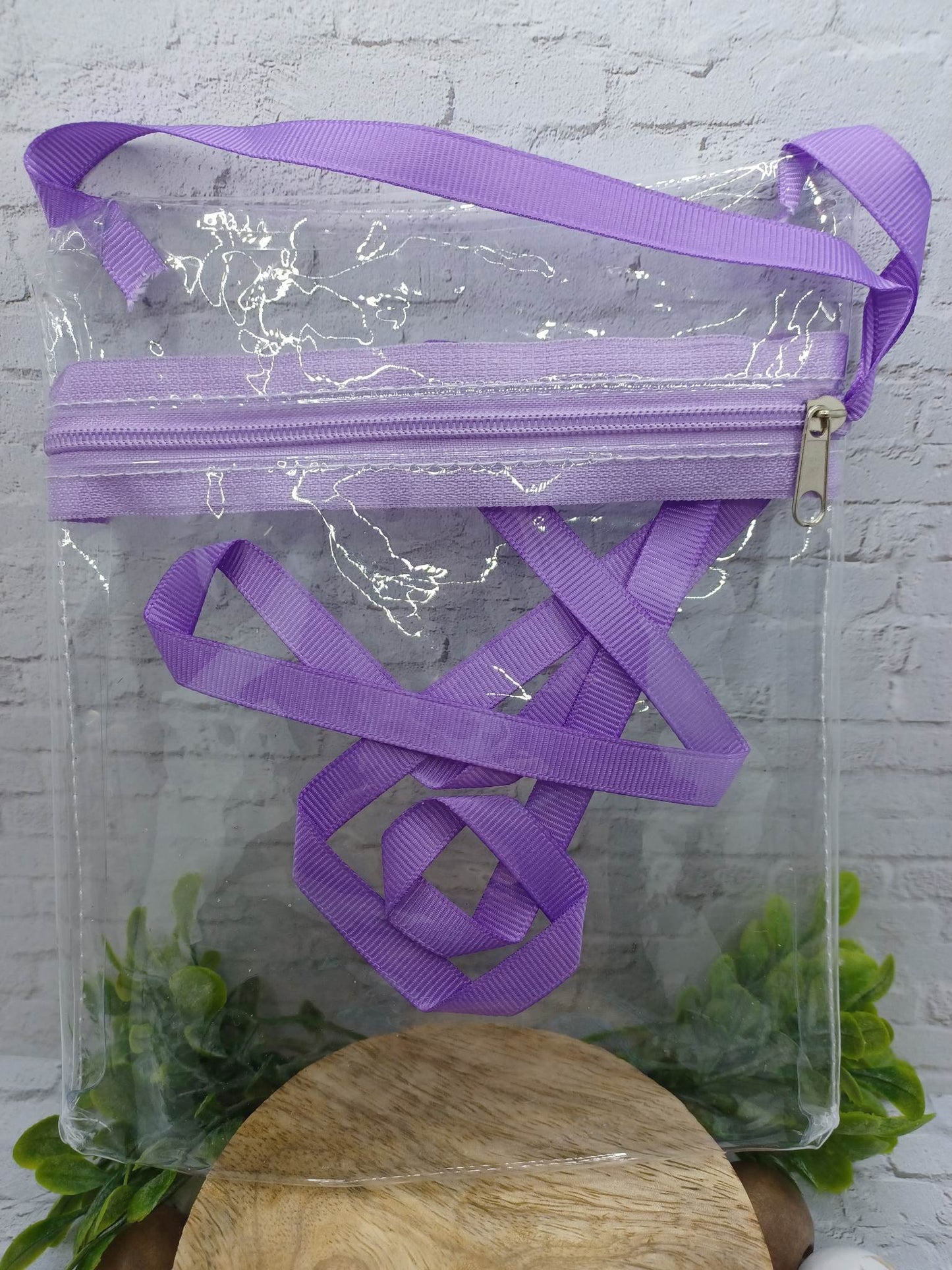 Purple Clear Zippable Crossbody Bag