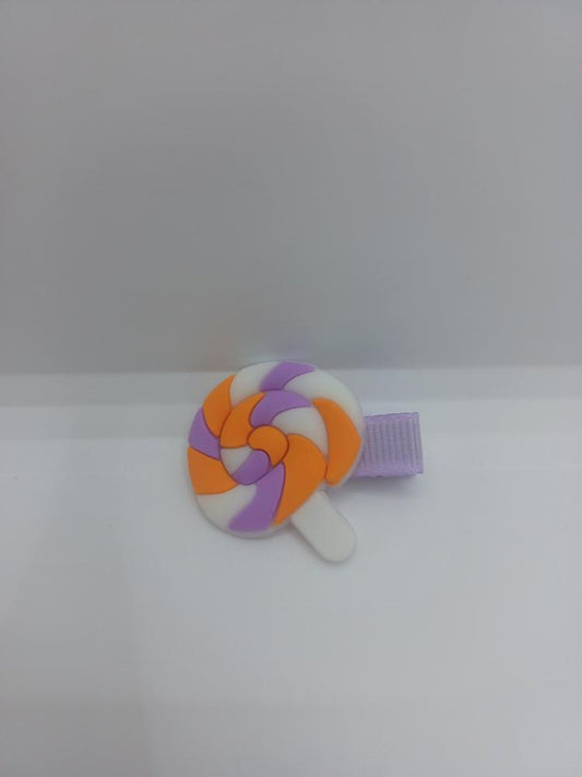Purple & Orange Sucker Hair Clip