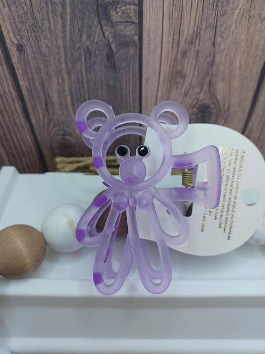 Purple Teddy Bear Jaw Hair Clip