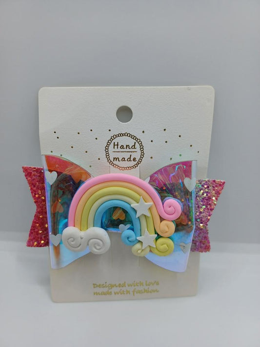 Pink Rainbow Hair Clip