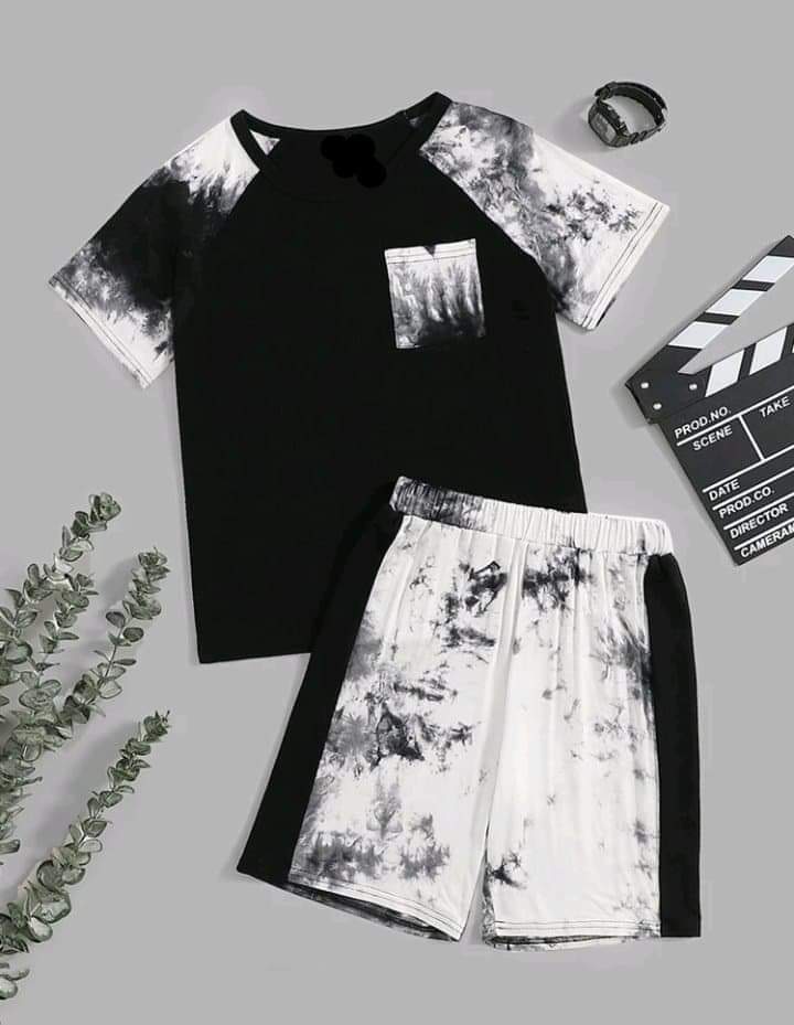 Boys Pocket Patched Tie Dye Tee and Track Shorts Set - Size 9