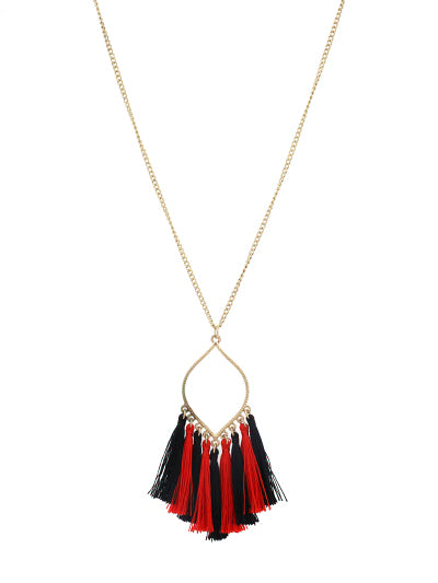 Black & Red Tassel Necklace