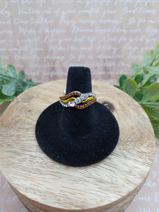 Silver Ring w/ Carmel & Yellow Accents - Size 6