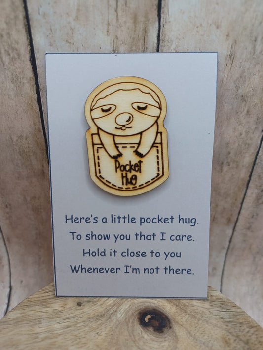 Wooden Pocket Hug - Sloth