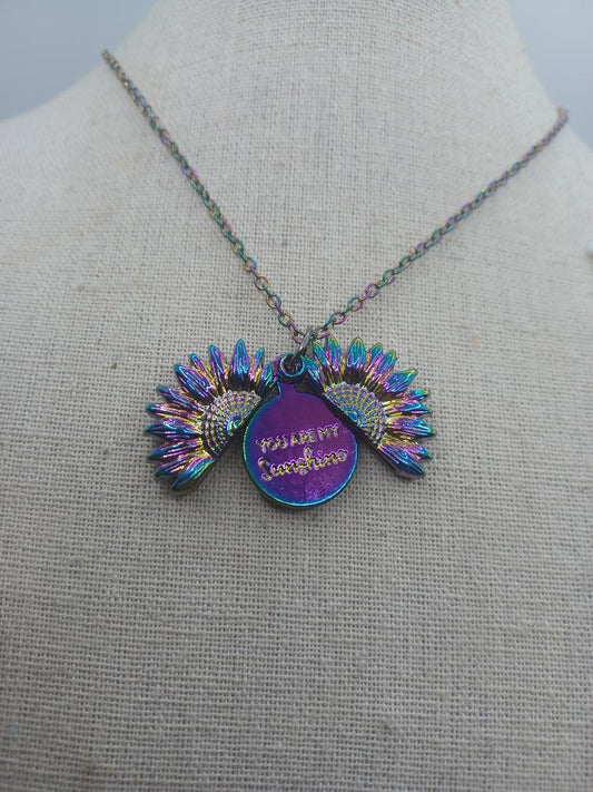 Oil Spill Sunflower Sunshine Necklace
