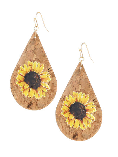 Cork Sunflower Earrings
