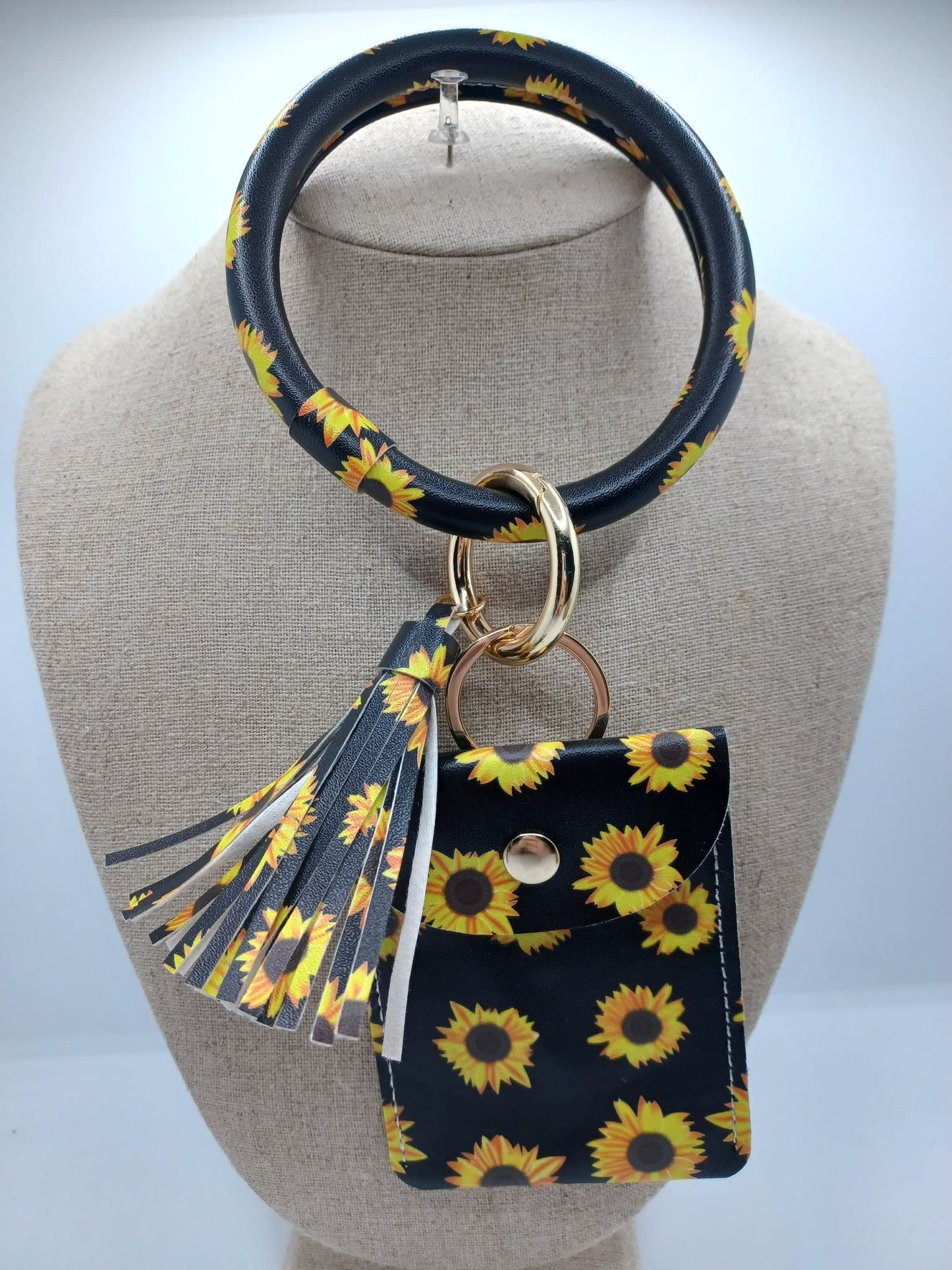 Sunflower Printed Wristlet Wallet w/ Tassel