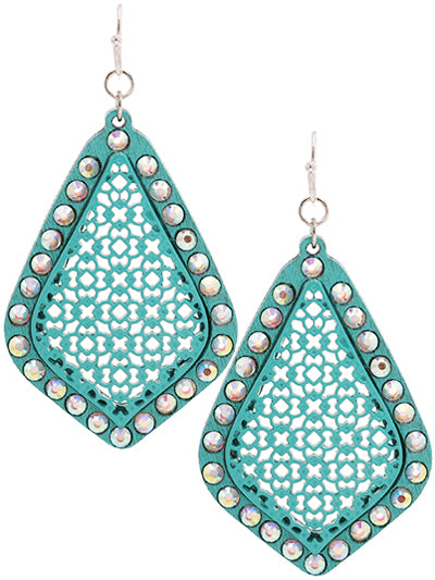 Wooden Turquoise Earrings