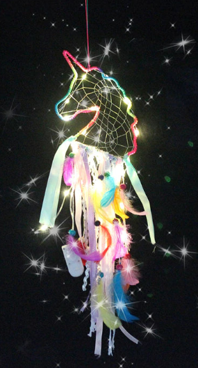 Rainbow Unicorn Dream Catcher - Illuminated