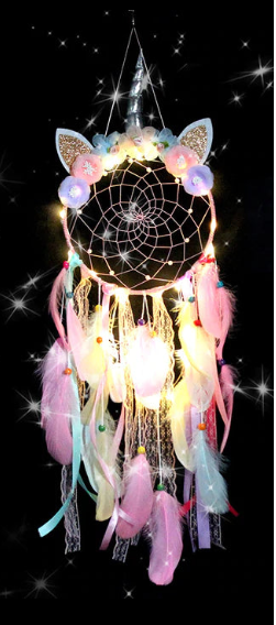 Unicorn Dream Catcher w/ Purple Pink & White Flowers