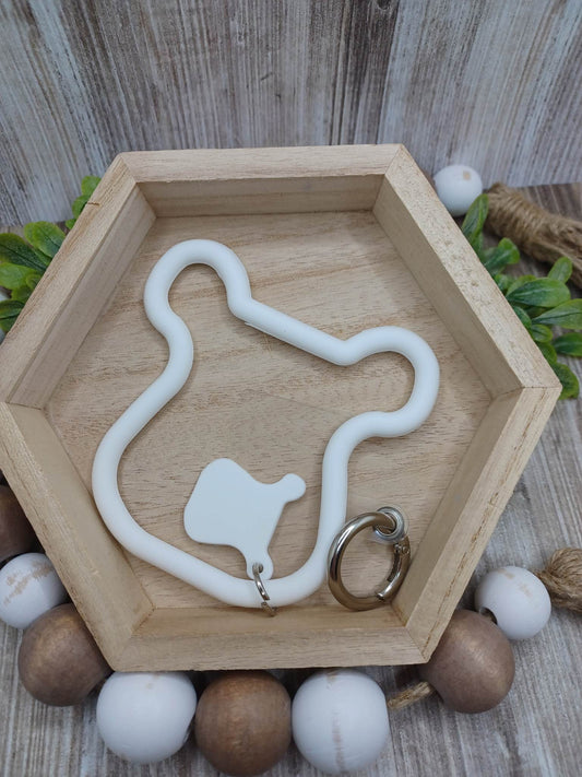 White Silicone Teddy Bear Mobile Phone Accessory