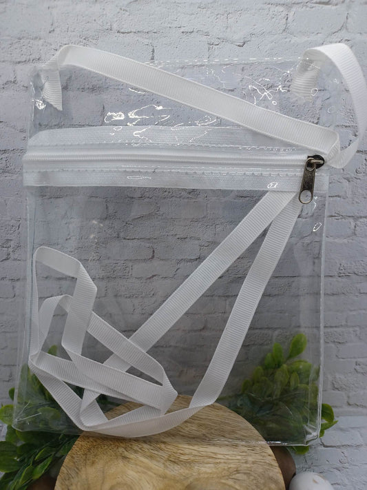 White Clear Zippable Crossbody Bag